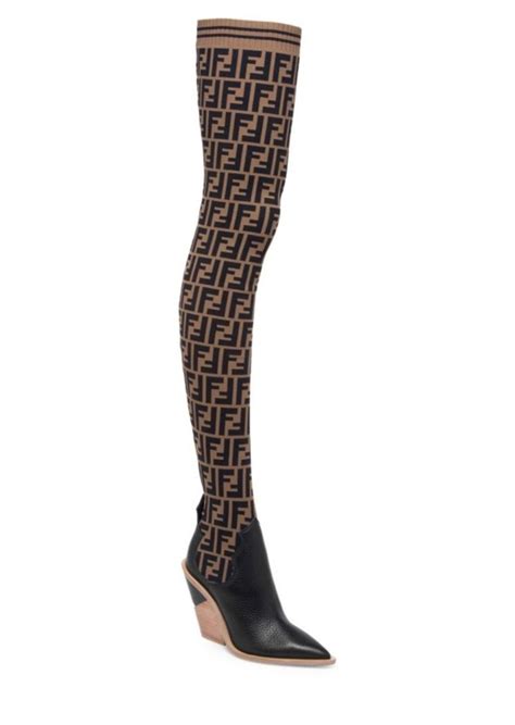 fendi boots used|Fendi thigh high sock boots.